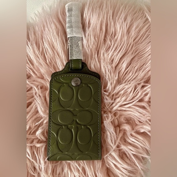 NEW Coach Signature Leather Dark Shamrock Green Luggage Tag - Picture 4 of 11